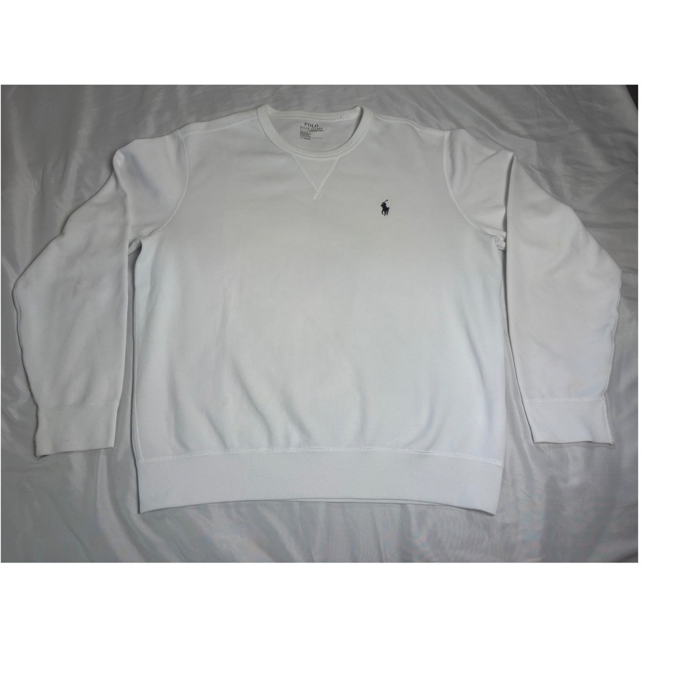 Polo Ralph Lauren Sweatshirt Mens Large White Good Performance Crewneck Pony